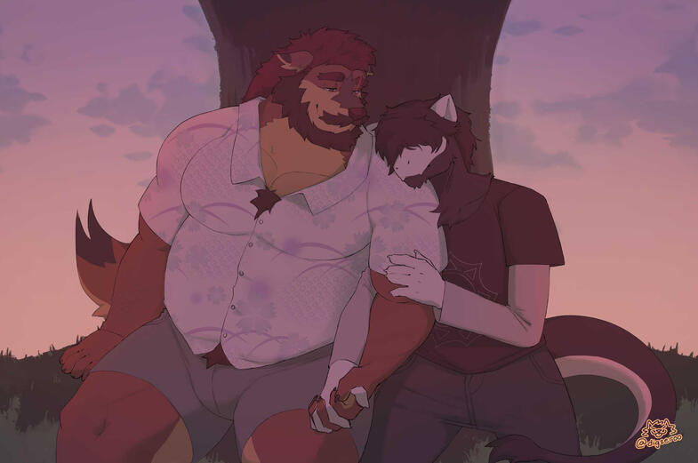 Two furry characters Commission Painted Half Body