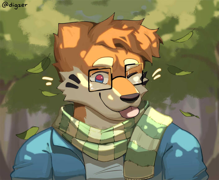 One furry character Commission painted icon portrait