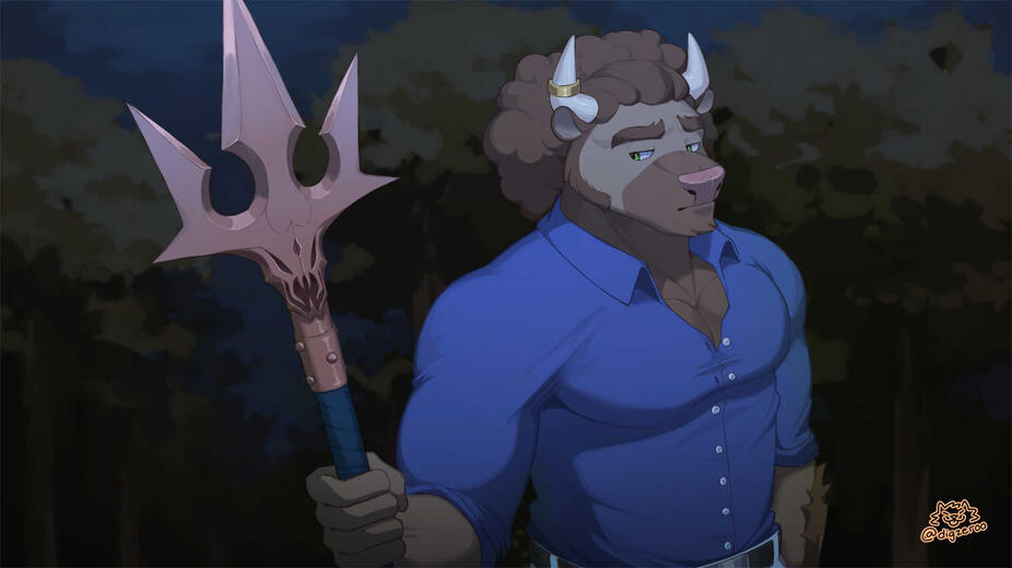 One furry character Commission Painted Half Body